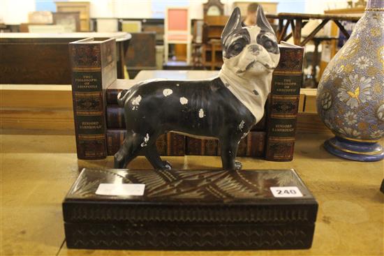 Pair book ends - terrier & carved box